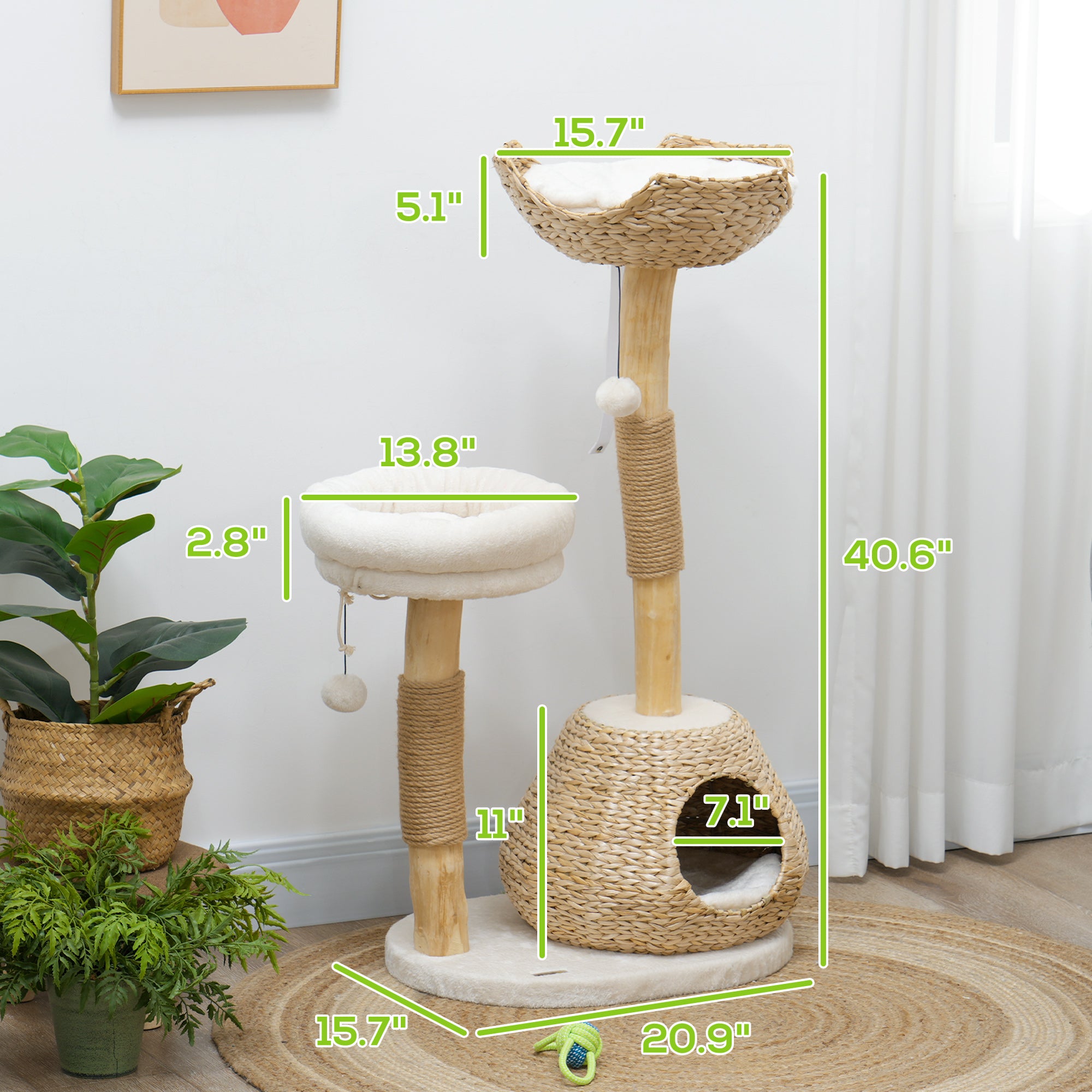 Natural Wood Cat Tree