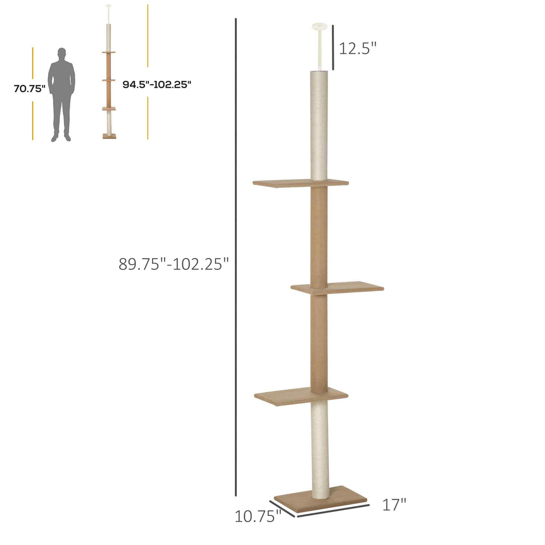 Floor-to-Ceiling Cat Tree with Sisal Scratching Posts