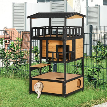 PawHut Wooden Outdoor Cat House