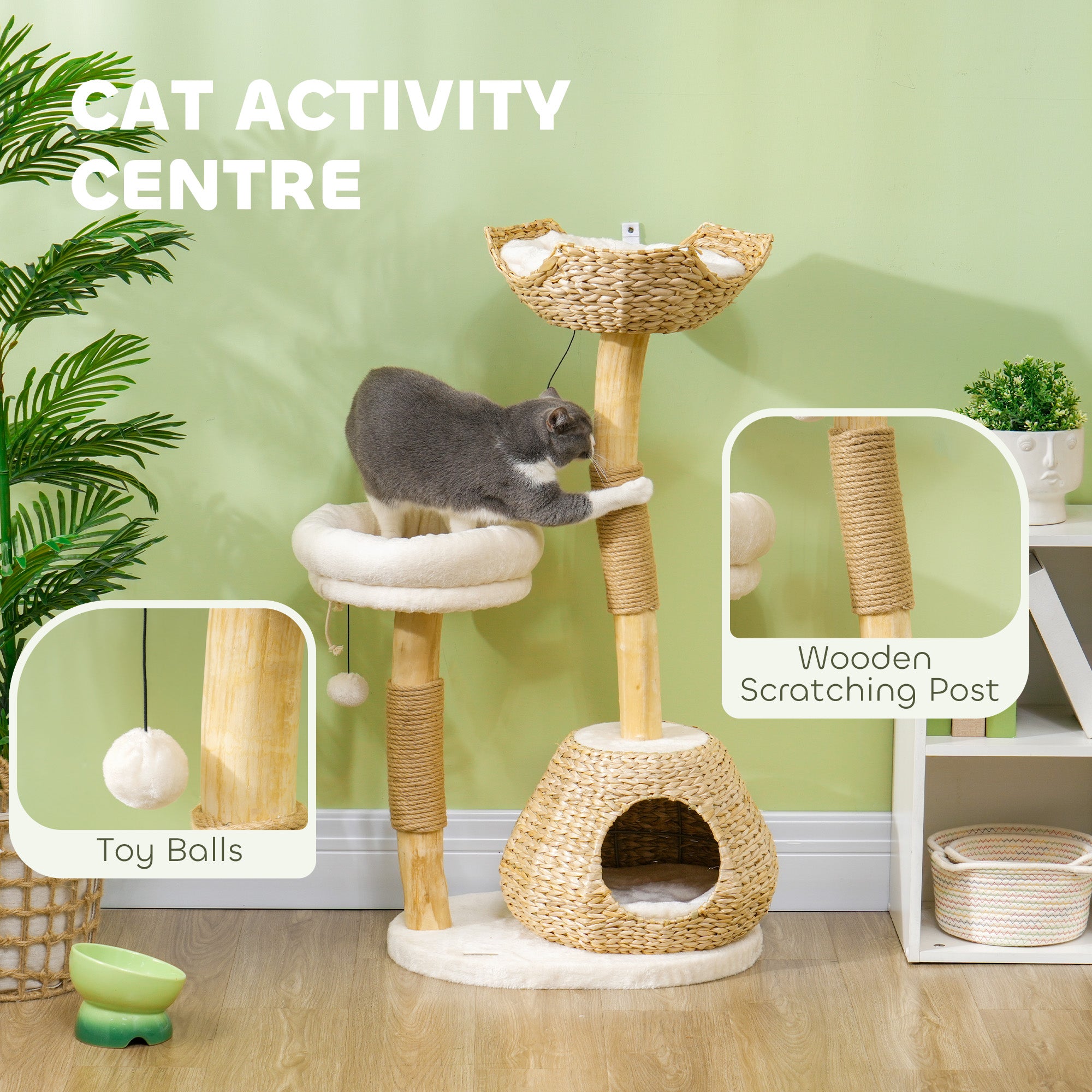 Natural Wood Cat Tree