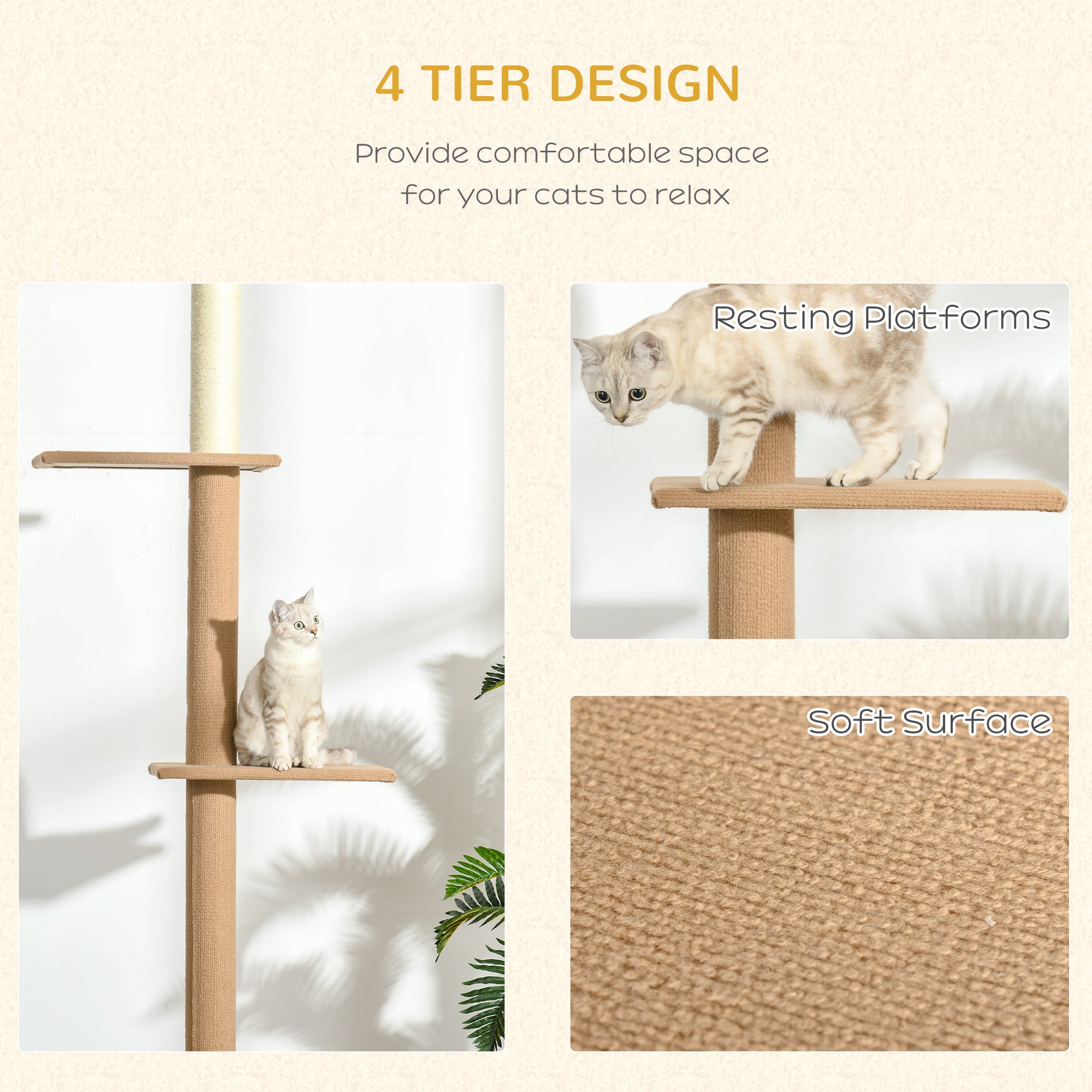 Floor-to-Ceiling Cat Tree with Sisal Scratching Posts