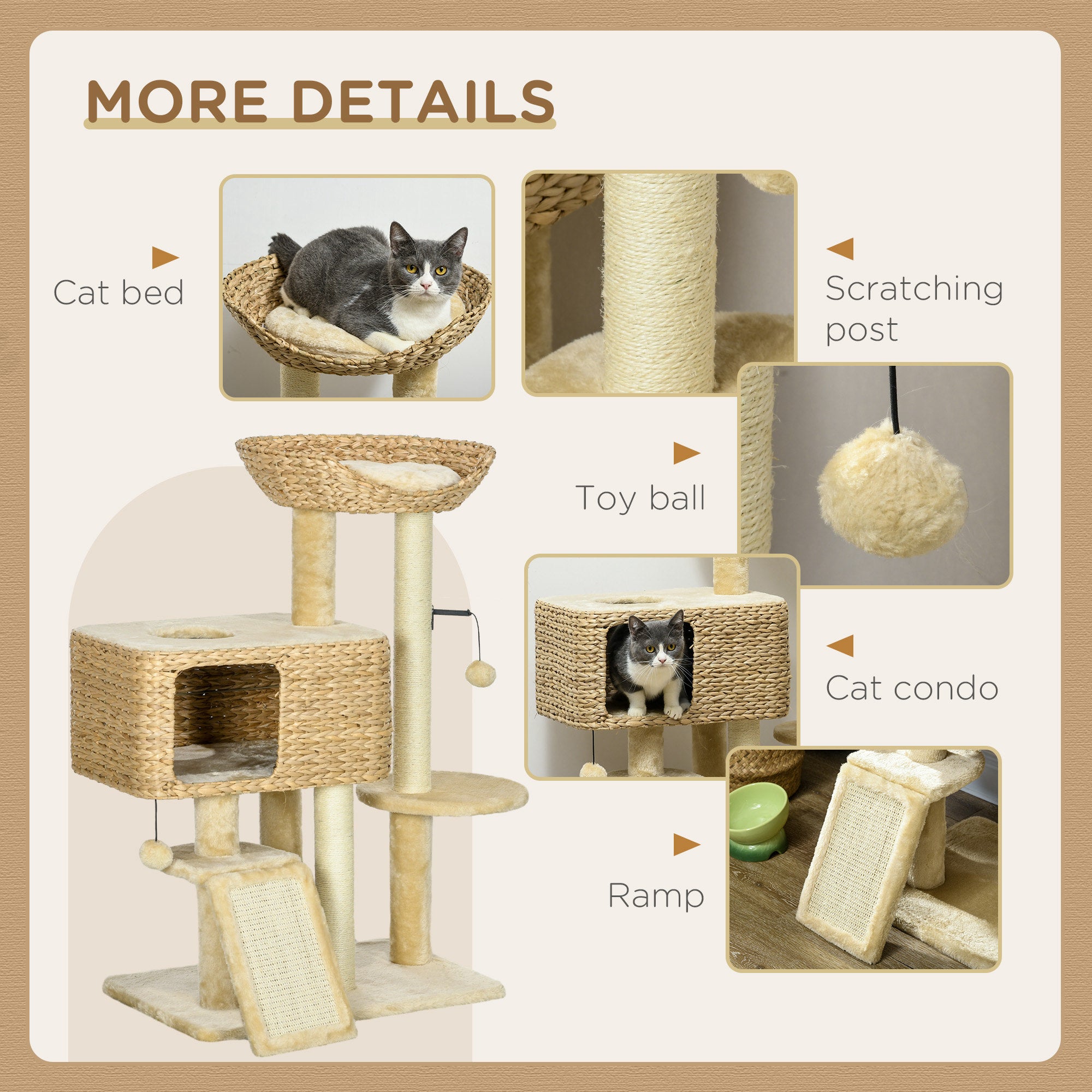 Cat Tree for Indoor Cats w/ Scratching Posts