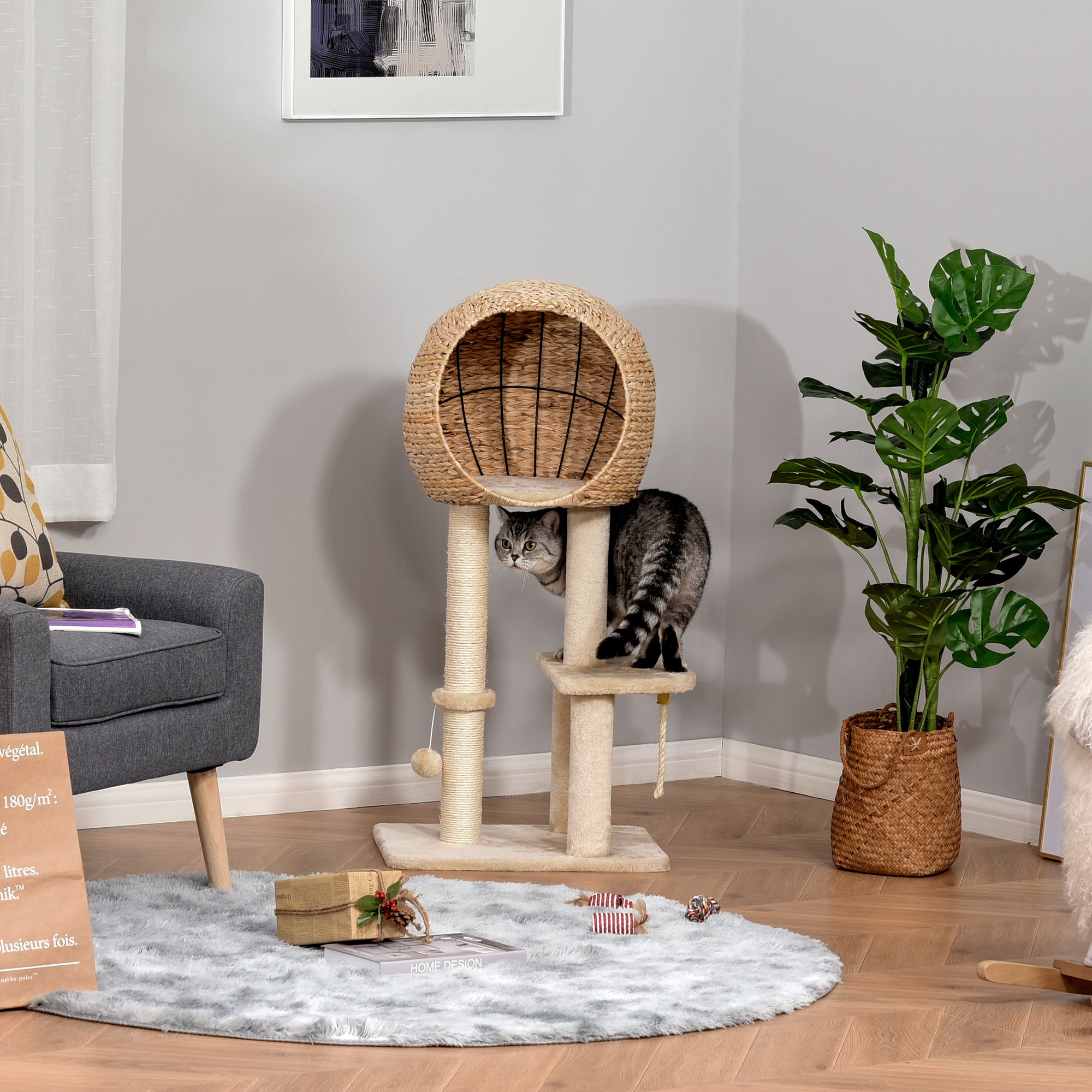 Cat Tree with Sisal Scratching Post & Cattail Fluff Condo