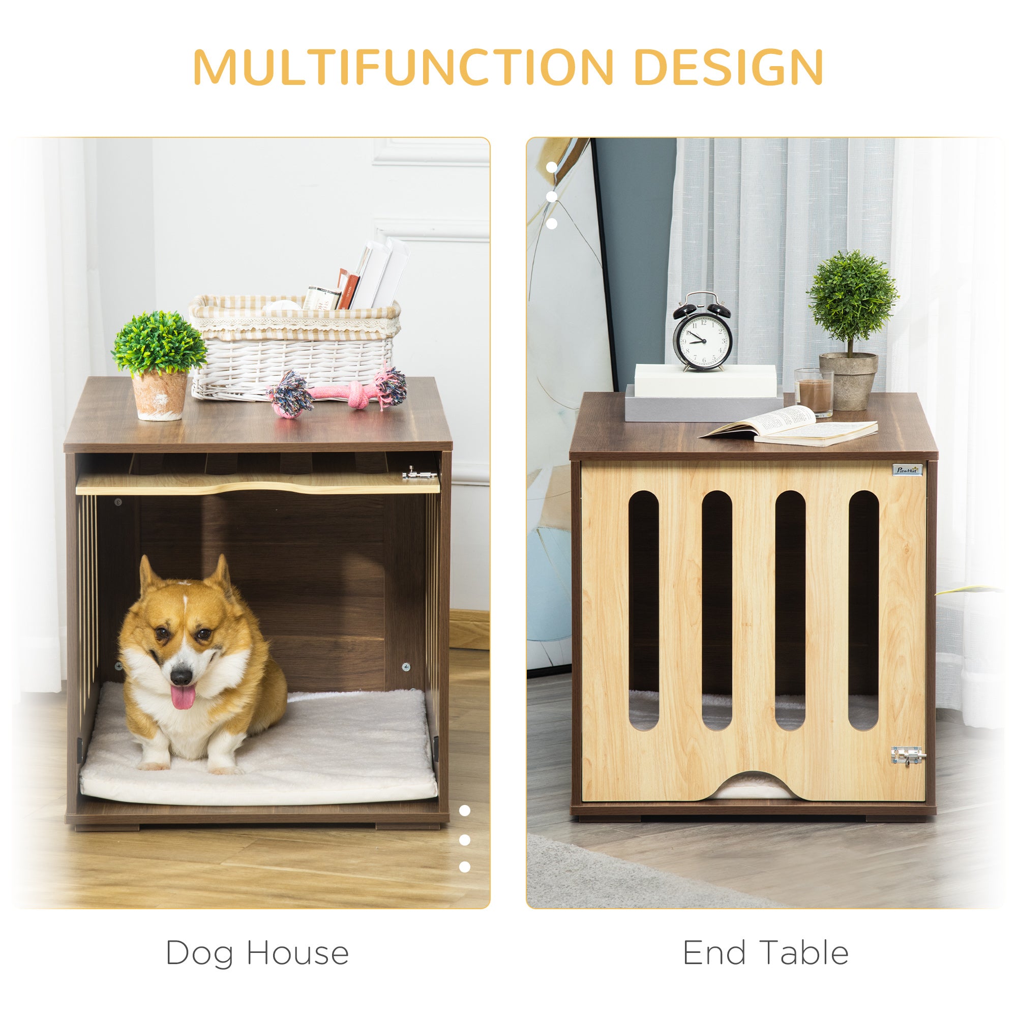 Dog Crate End Table and Cozy Bed