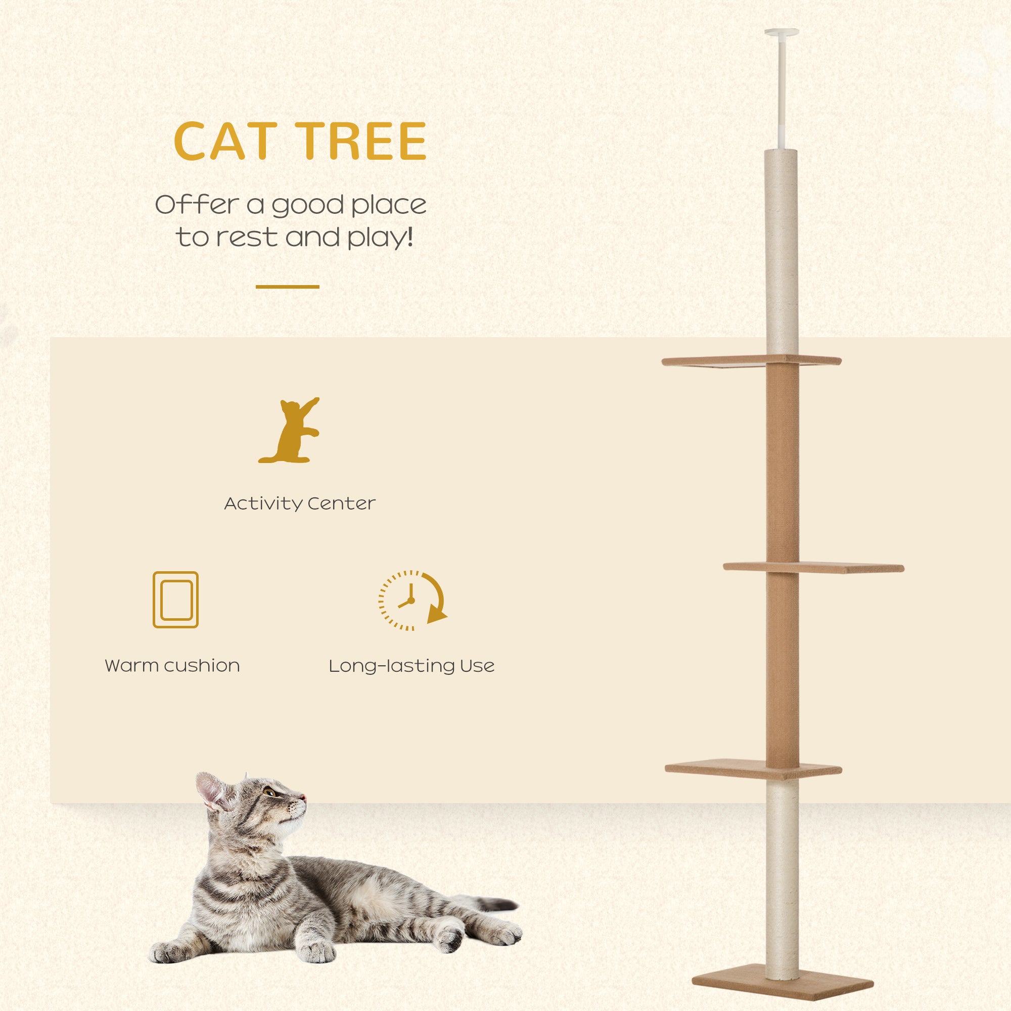 Floor-to-Ceiling Cat Tree with Sisal Scratching Posts