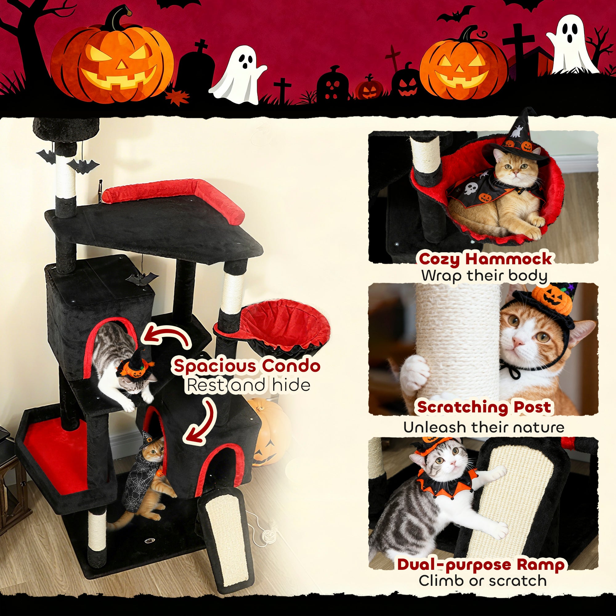 Gothic Cat Tree with Coffin Bed