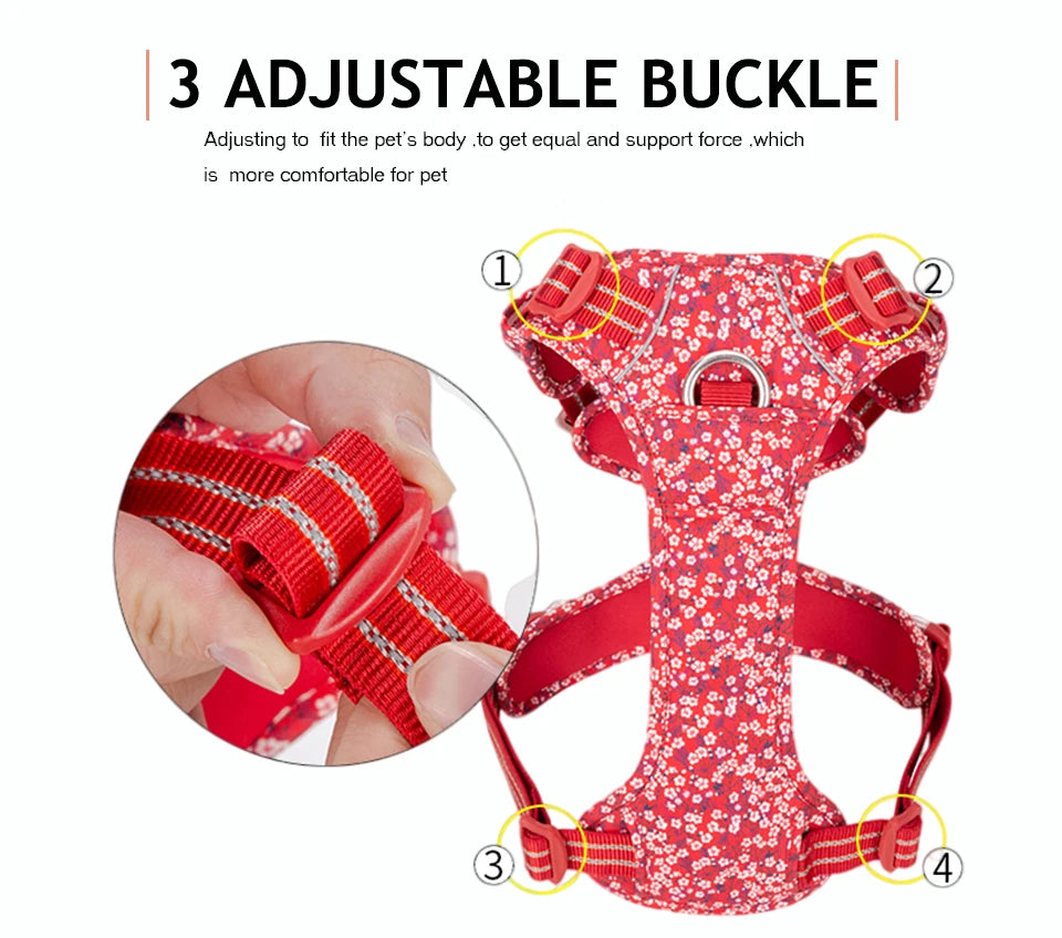 Truelove Reflective Floral Dog Harness
