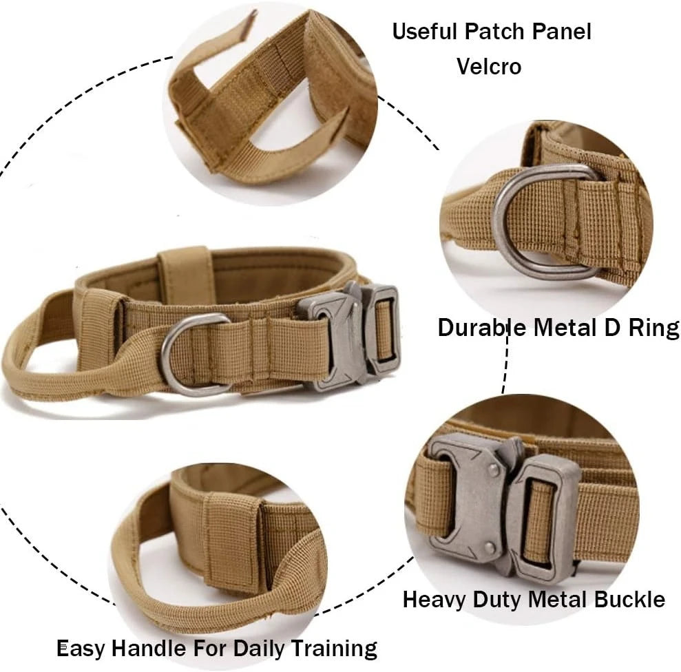 Heavy-Duty Tactical Dog Collar with Control Handle