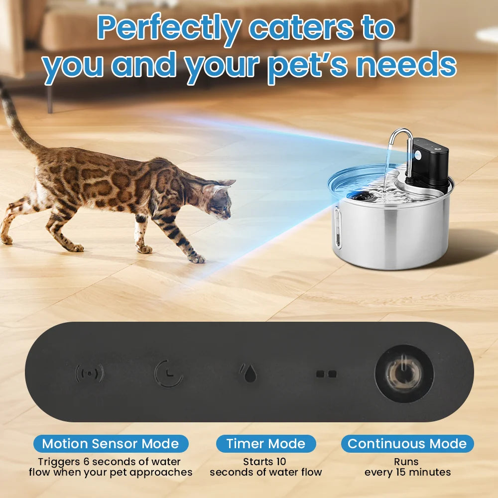 Stainless Steel Wireless Cat Water Fountain