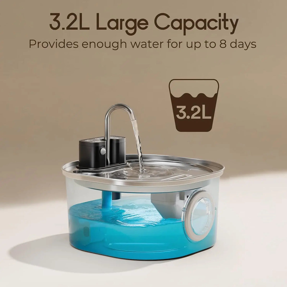 Rechargeable Stainless Steel Wireless Cat Water Fountain