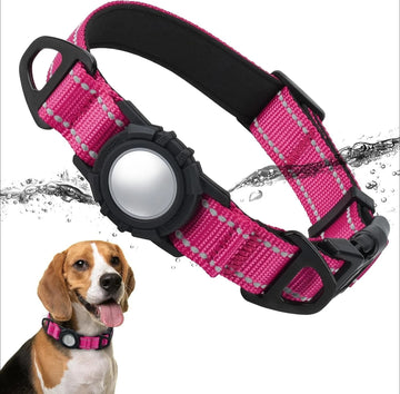 Waterproof Hot Pink Airtag Dog Collar