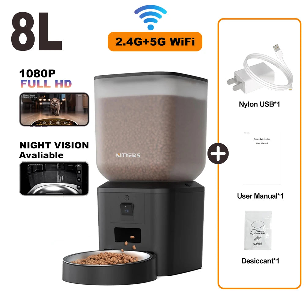 Nityers Auto Cat Feeder with 1080P Camera
