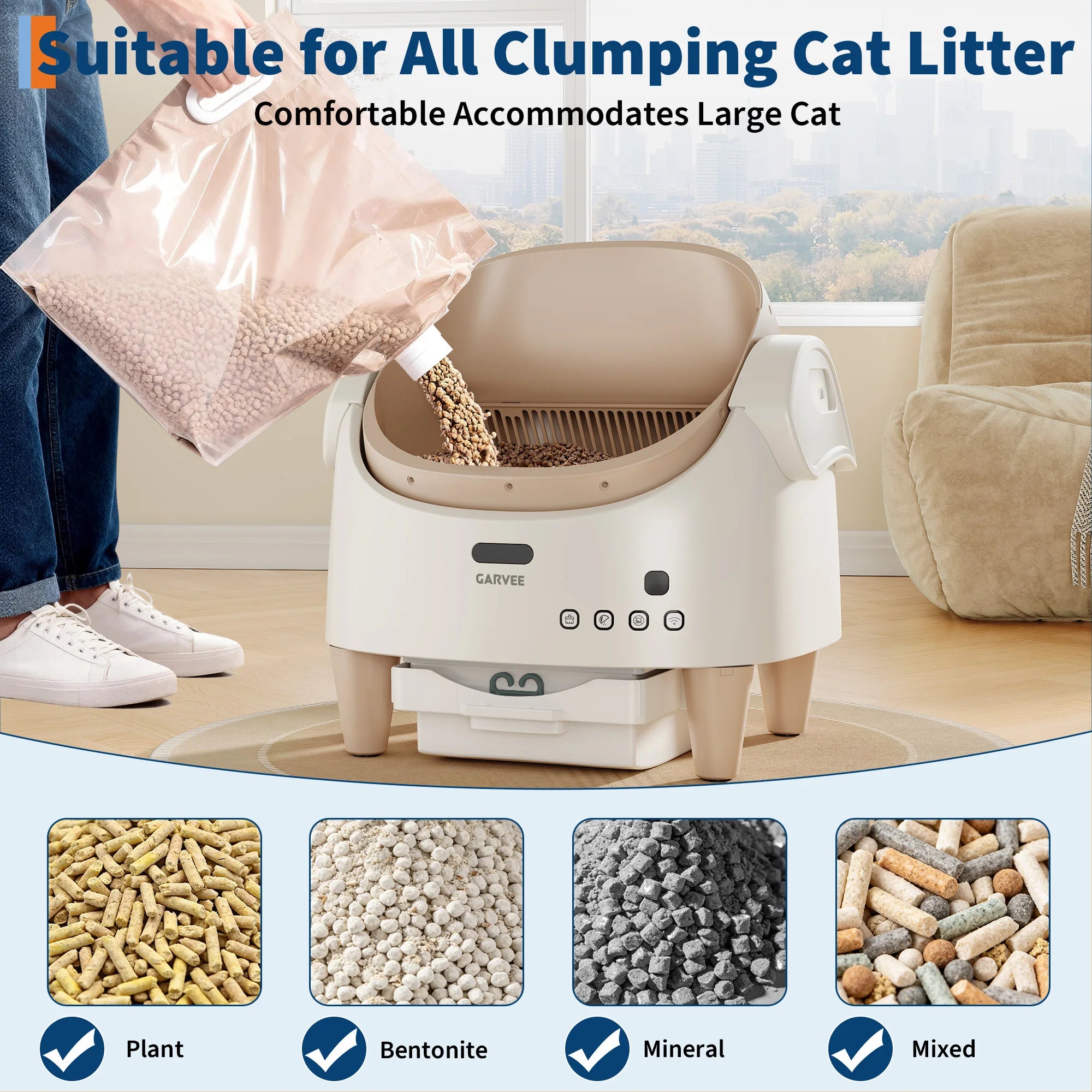 APP Controlled & Odor-Free Self-Cleaning Smart Litter Box