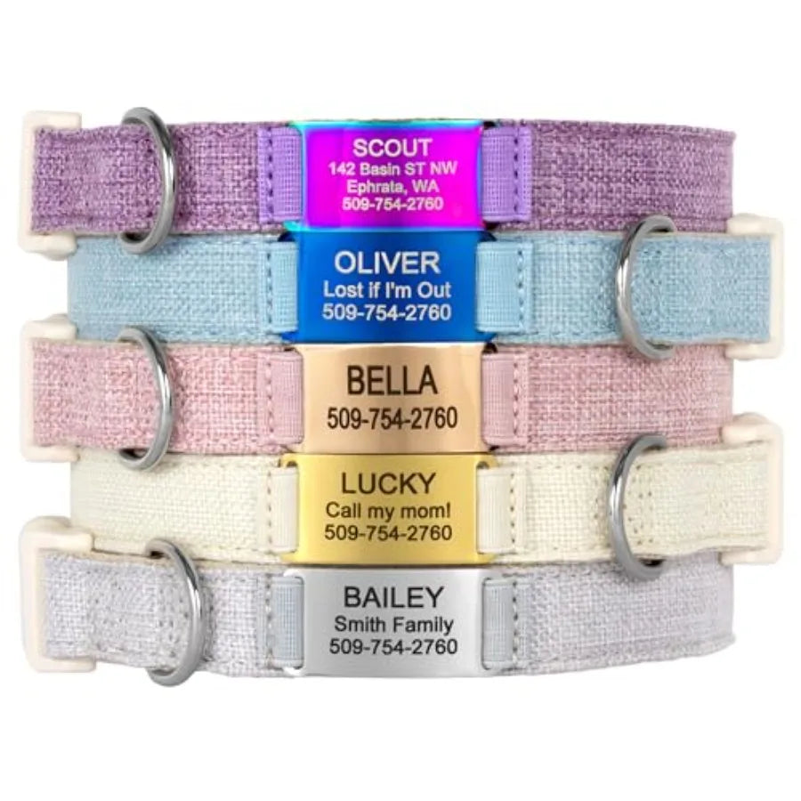 Personalized Cotton Hemp Dog Collar