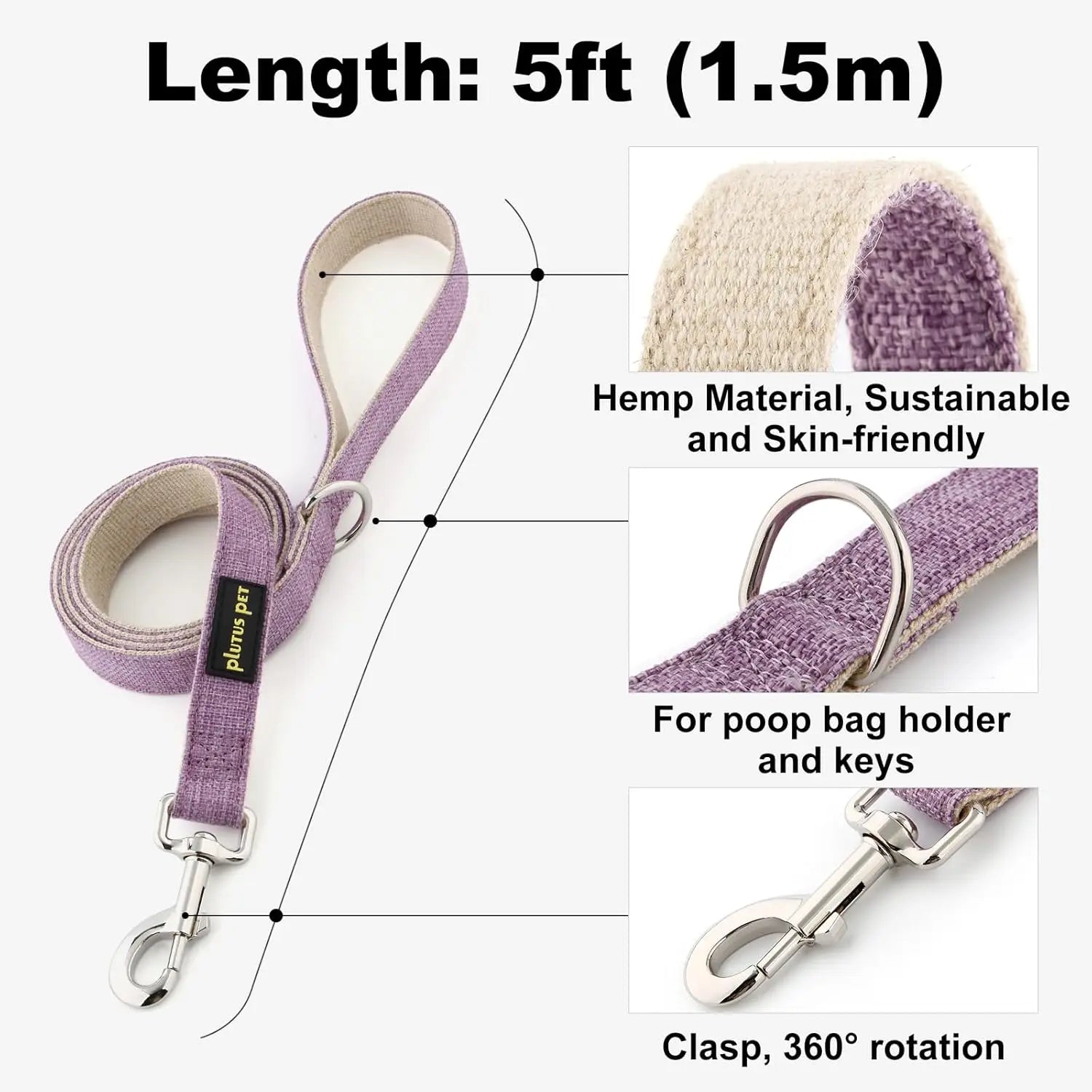 Soft Cotton Hemp Dog Collar & Leash Set