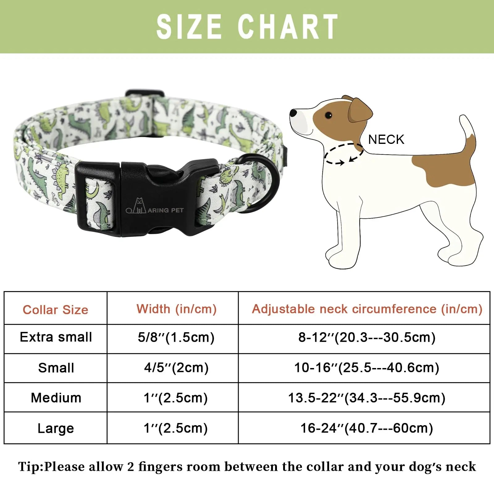 Adjustable Cotton Dinosaur Dog Collar