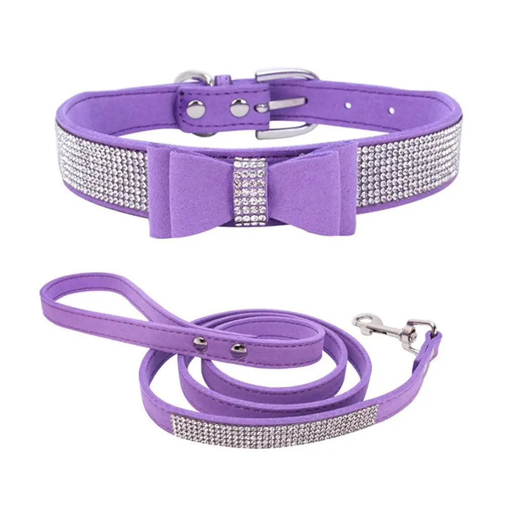 Dazzling Rhinestone Dog & Cat Collar & Leash Set
