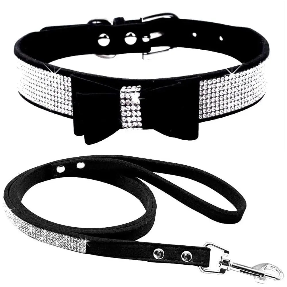 Dazzling Rhinestone Dog & Cat Collar & Leash Set