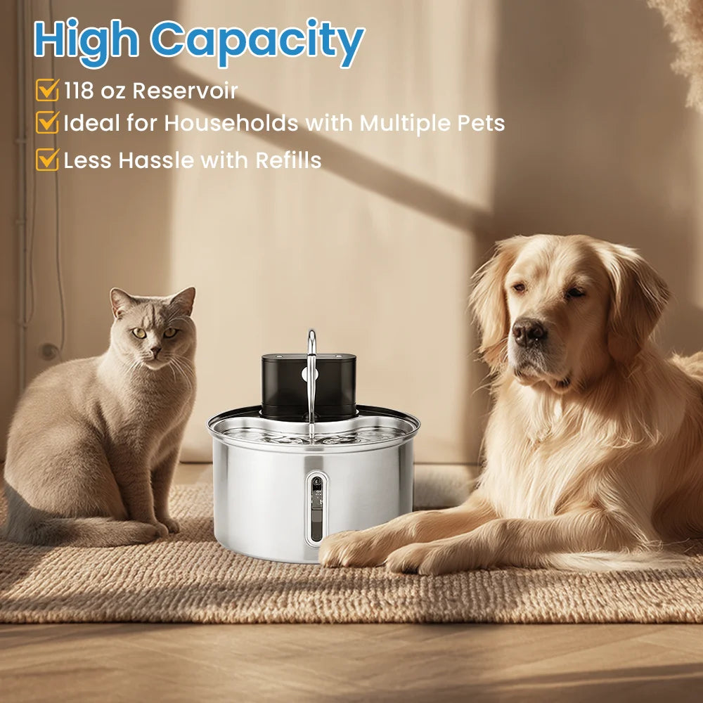 Stainless Steel Wireless Cat Water Fountain