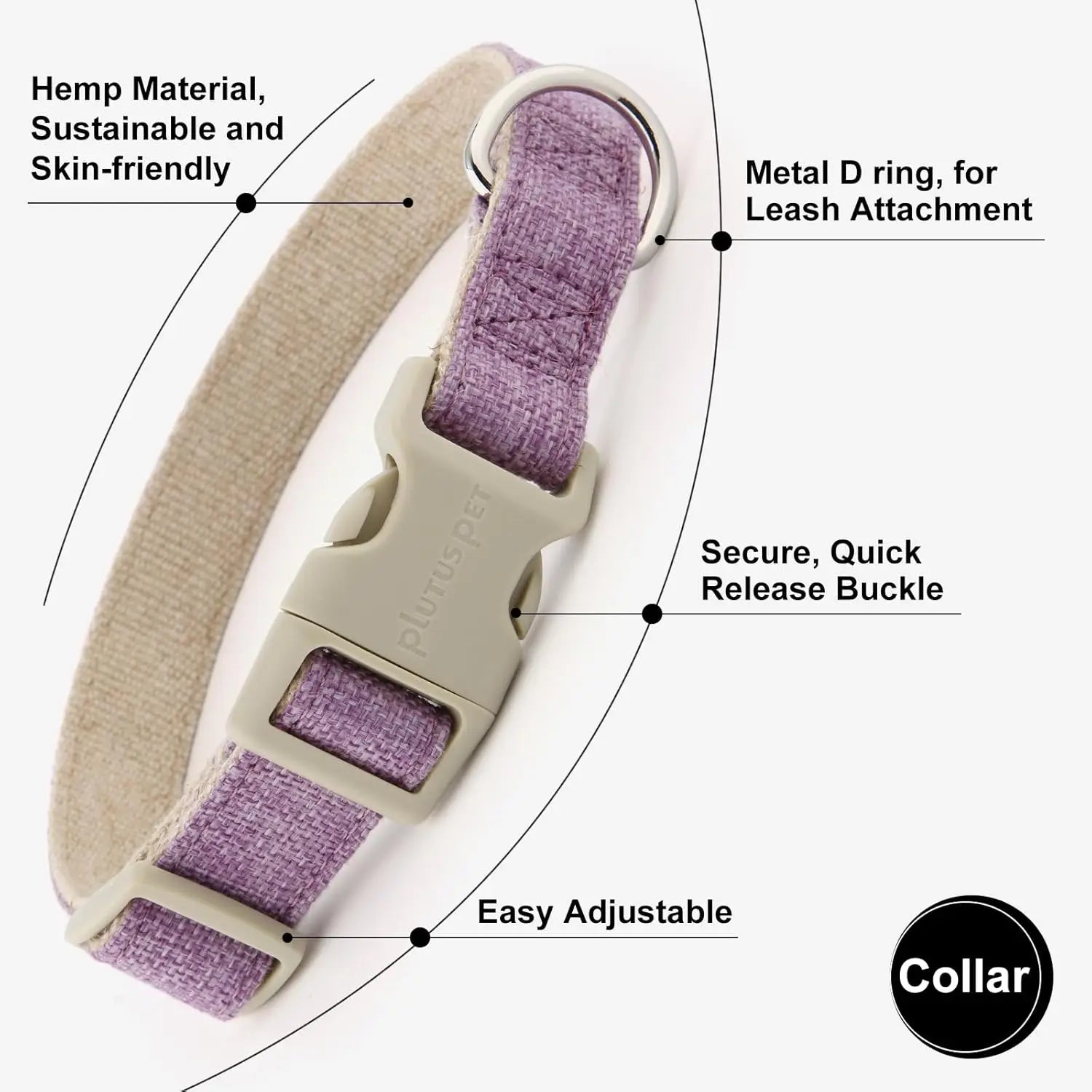 Soft Cotton Hemp Dog Collar & Leash Set