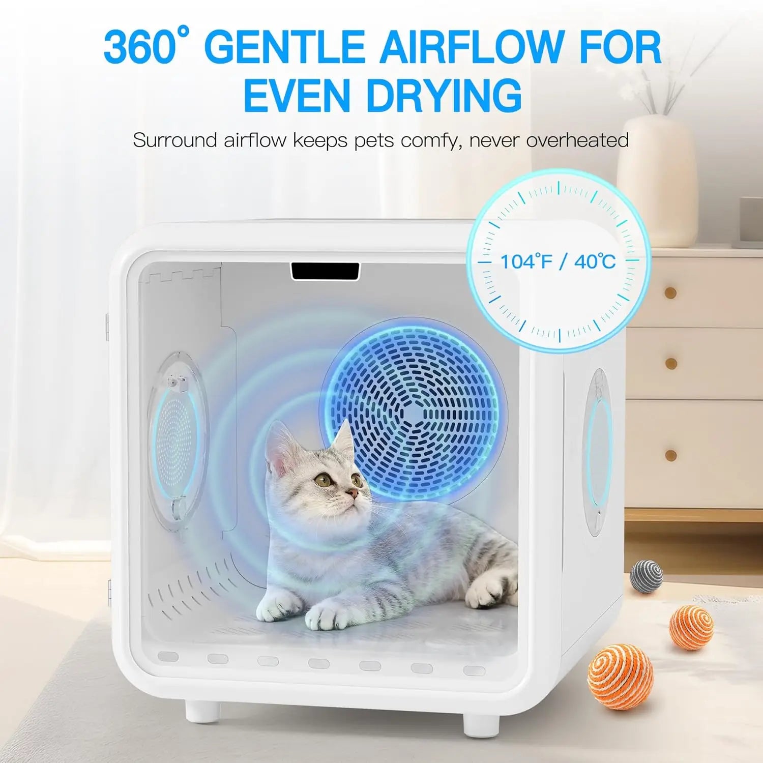 Quiet Pet Dryer Box for Cats & Small Dogs