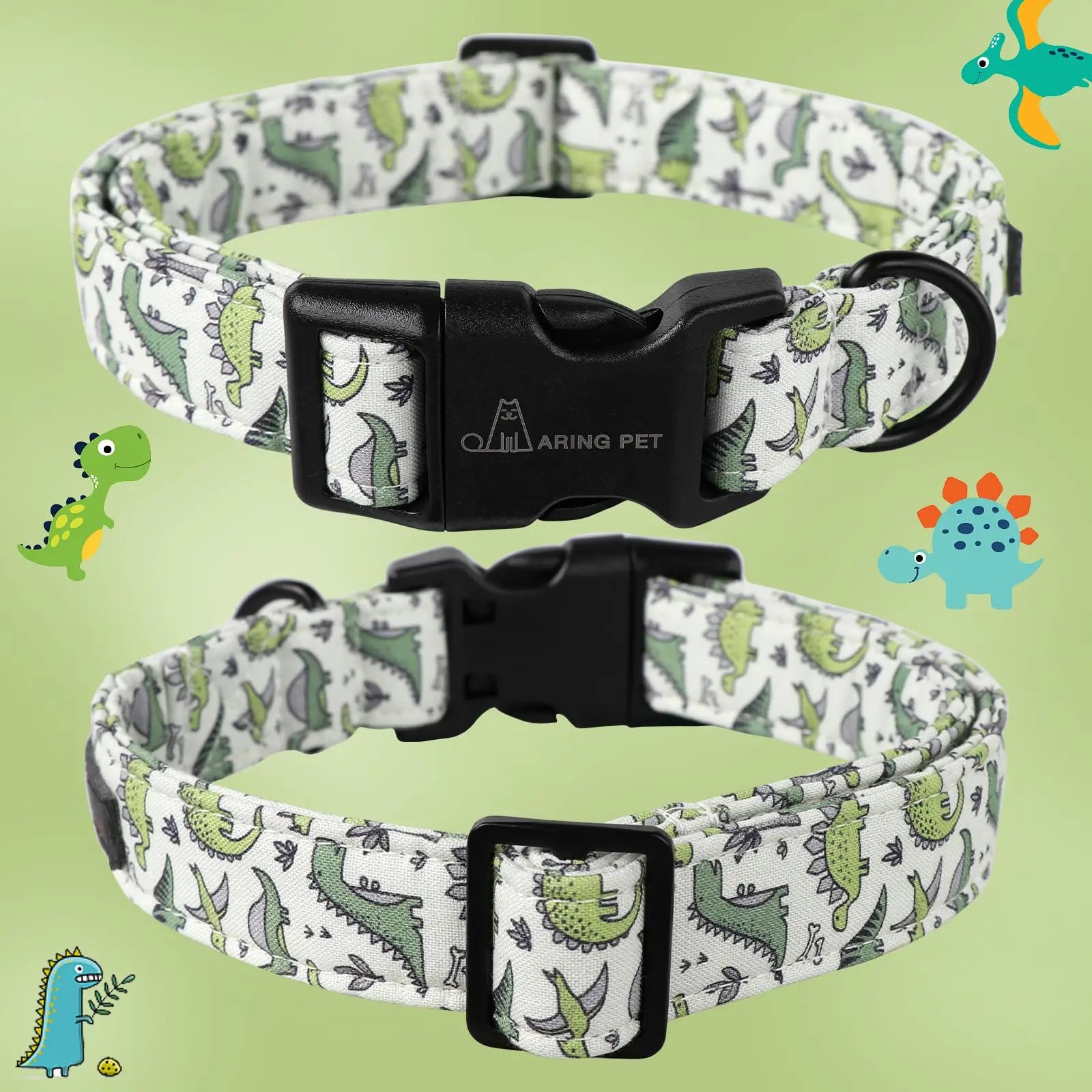 Adjustable Cotton Dinosaur Dog Collar