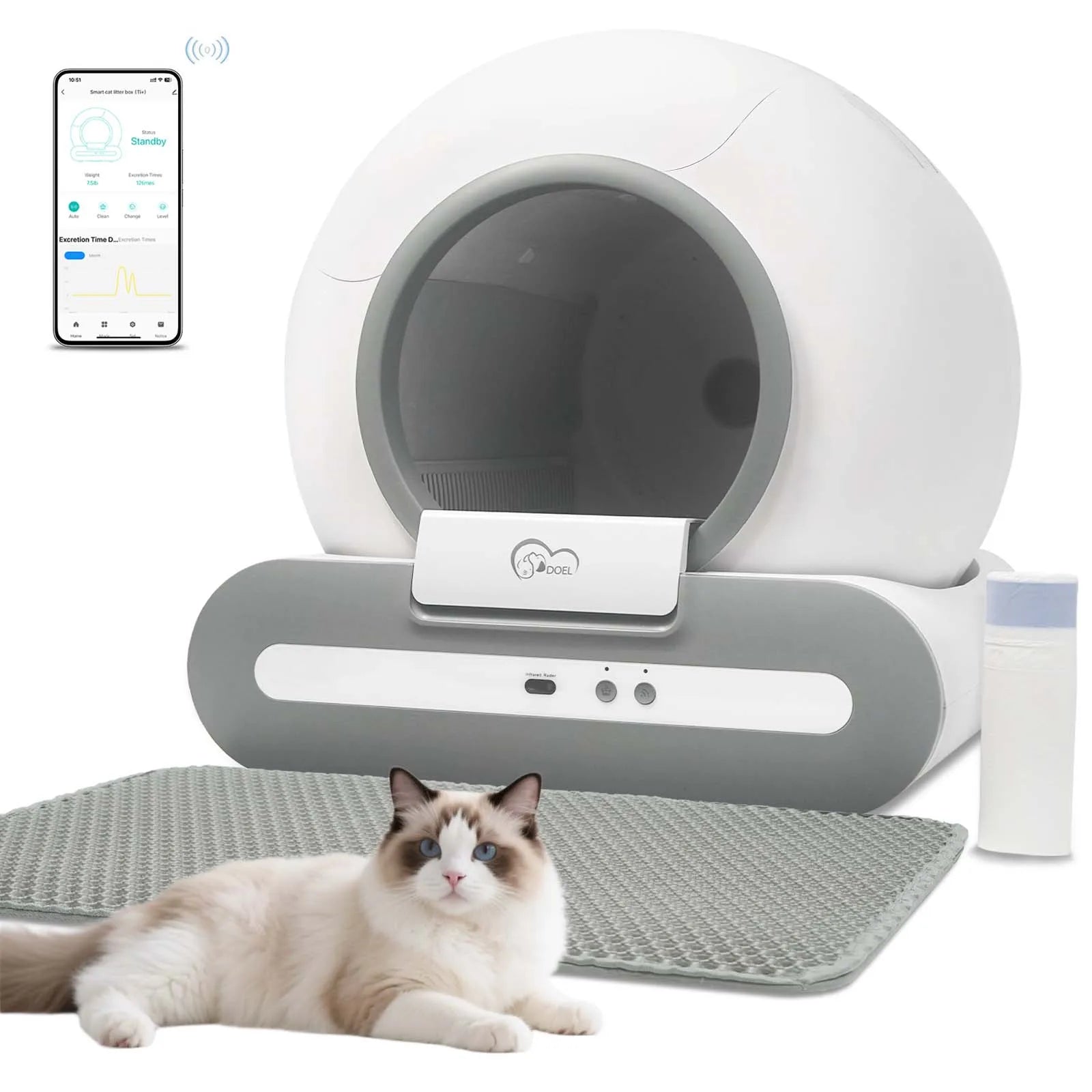 Self-Cleaning Cat Litter Box with App & WiFi