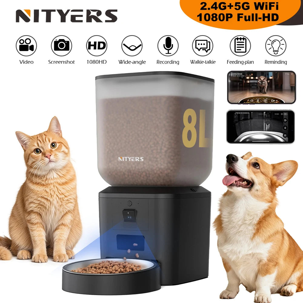 Nityers Auto Cat Feeder with 1080P Camera
