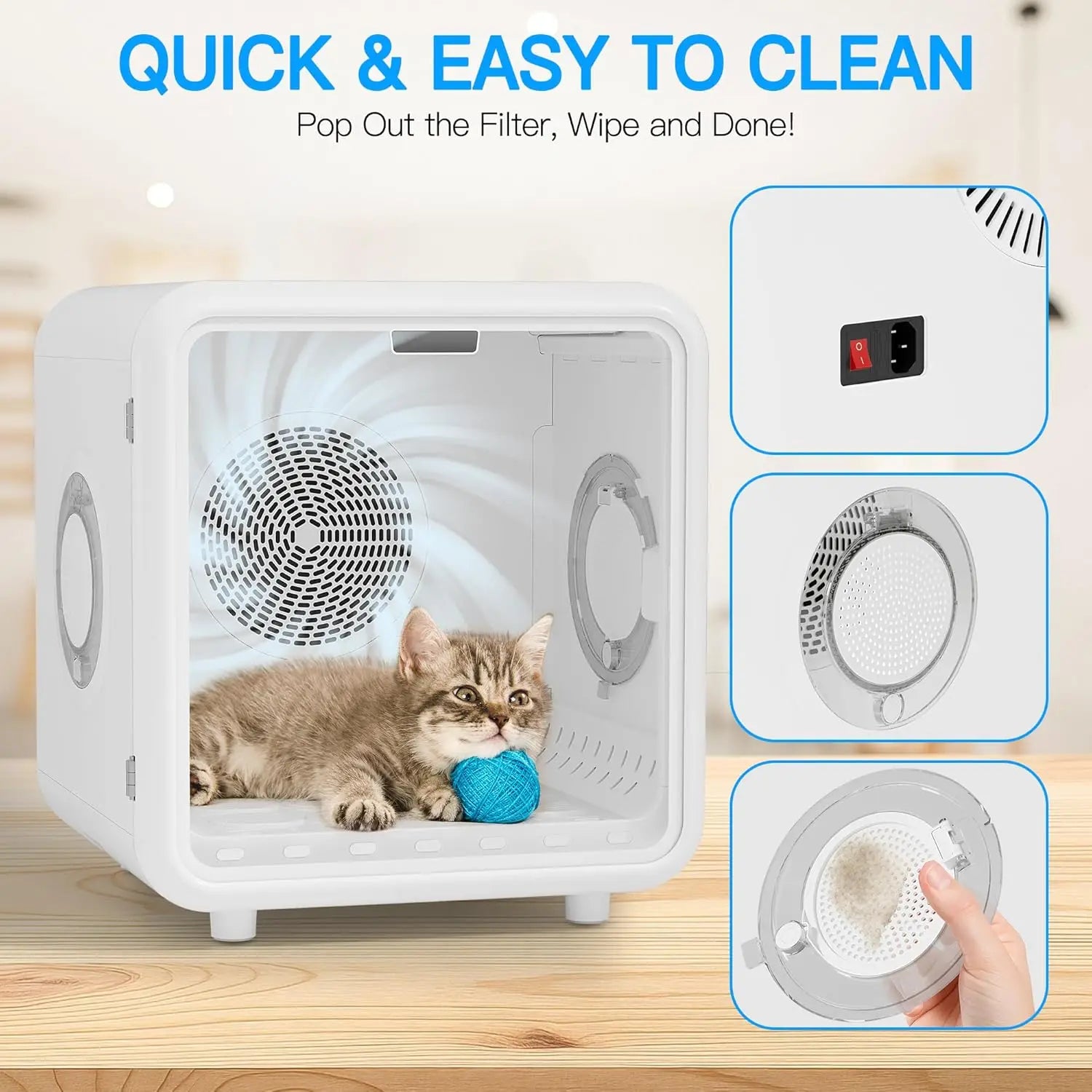 Quiet Pet Dryer Box for Cats & Small Dogs