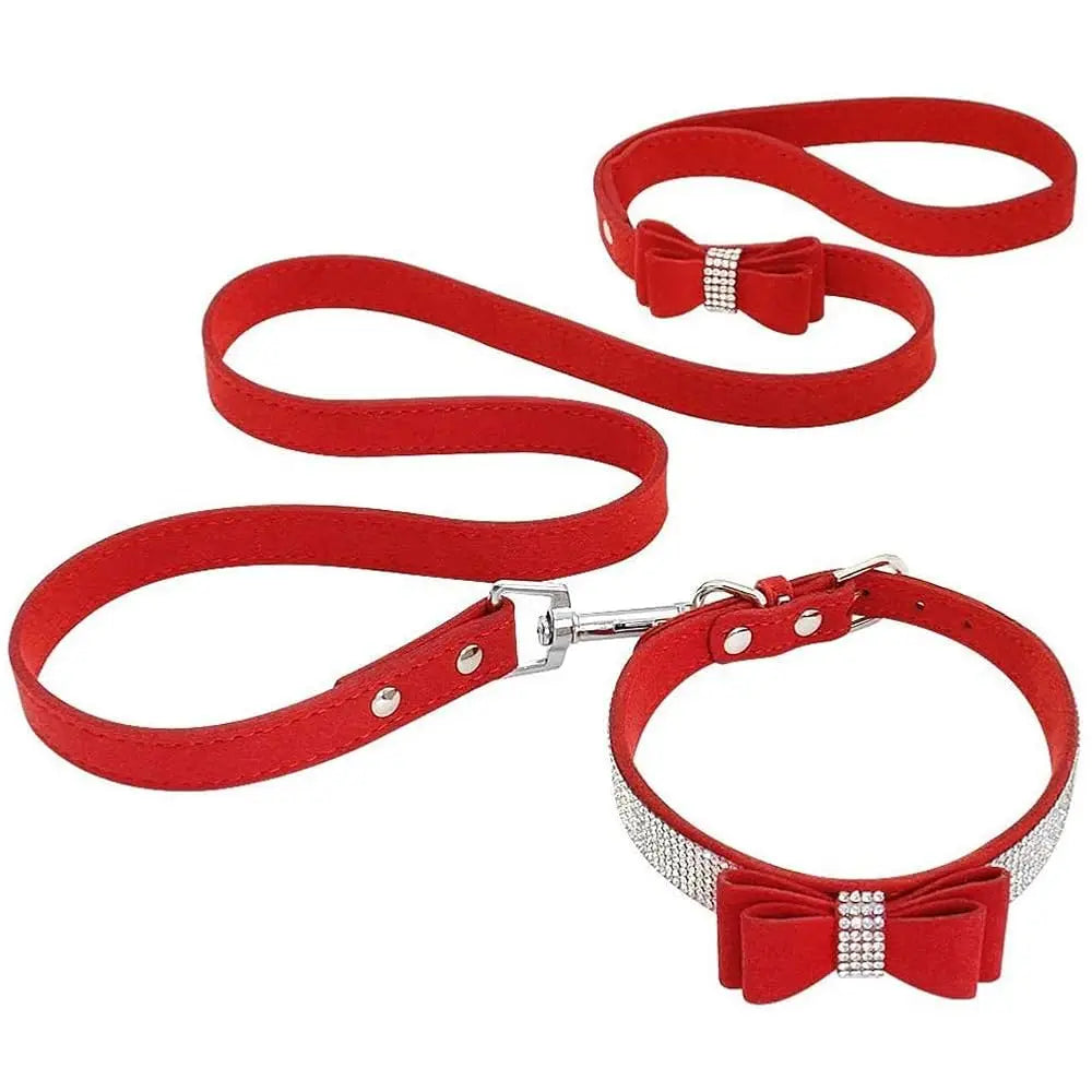 Dazzling Rhinestone Dog & Cat Collar & Leash Set