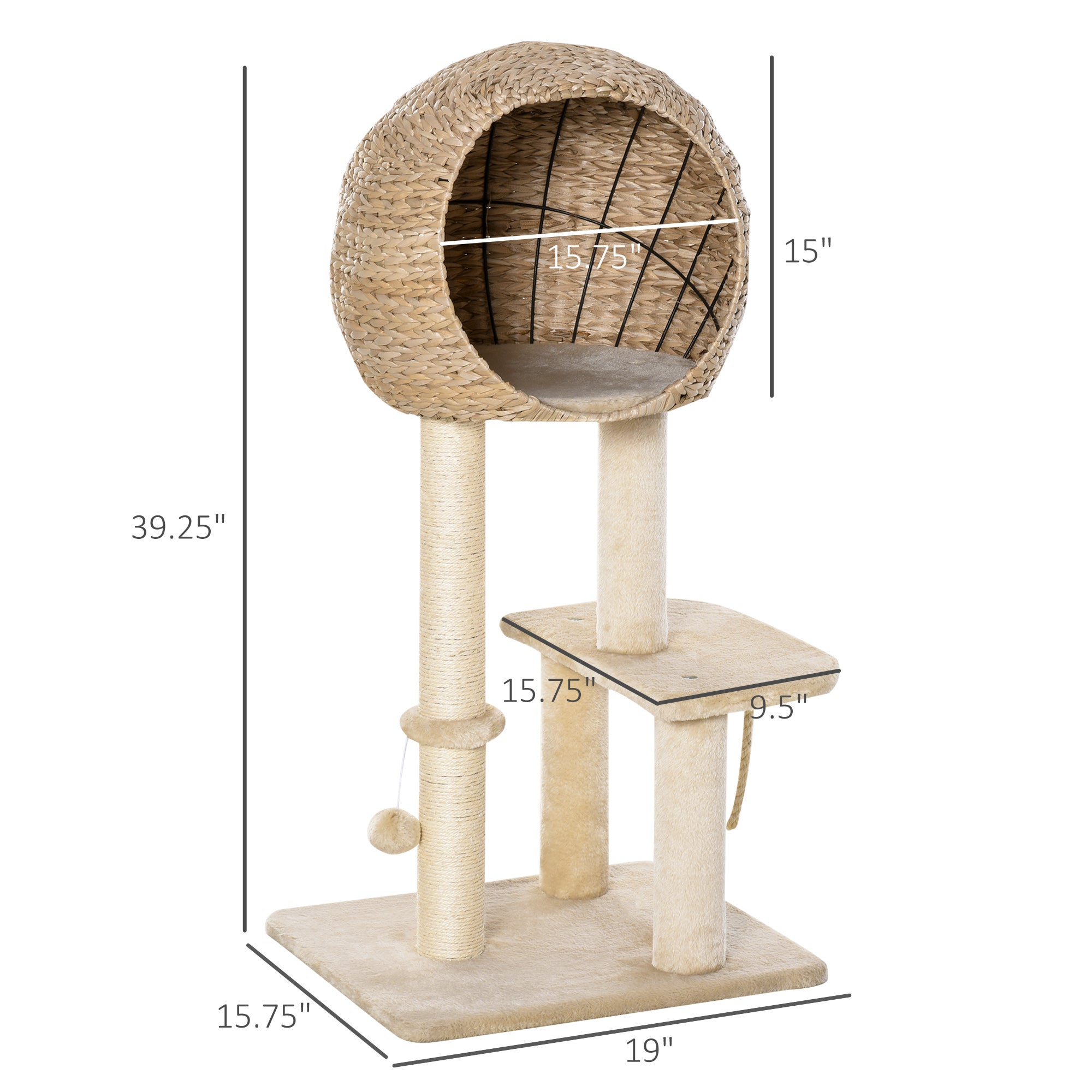 Cat Tree with Sisal Scratching Post & Cattail Fluff Condo
