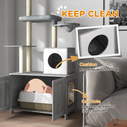 Floor-to-Ceiling Cat Tree & Hidden Litter Box Enclosure
