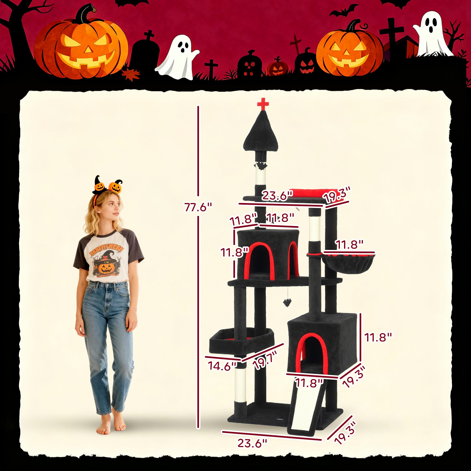 Gothic Cat Tree with Coffin Bed