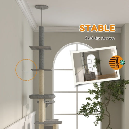 Floor-to-Ceiling Cat Tree & Hidden Litter Box Enclosure