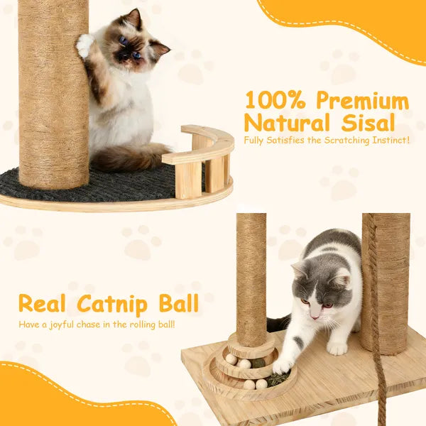 Floor to Ceiling Cat Tree with Transparent Capsule & Hammock