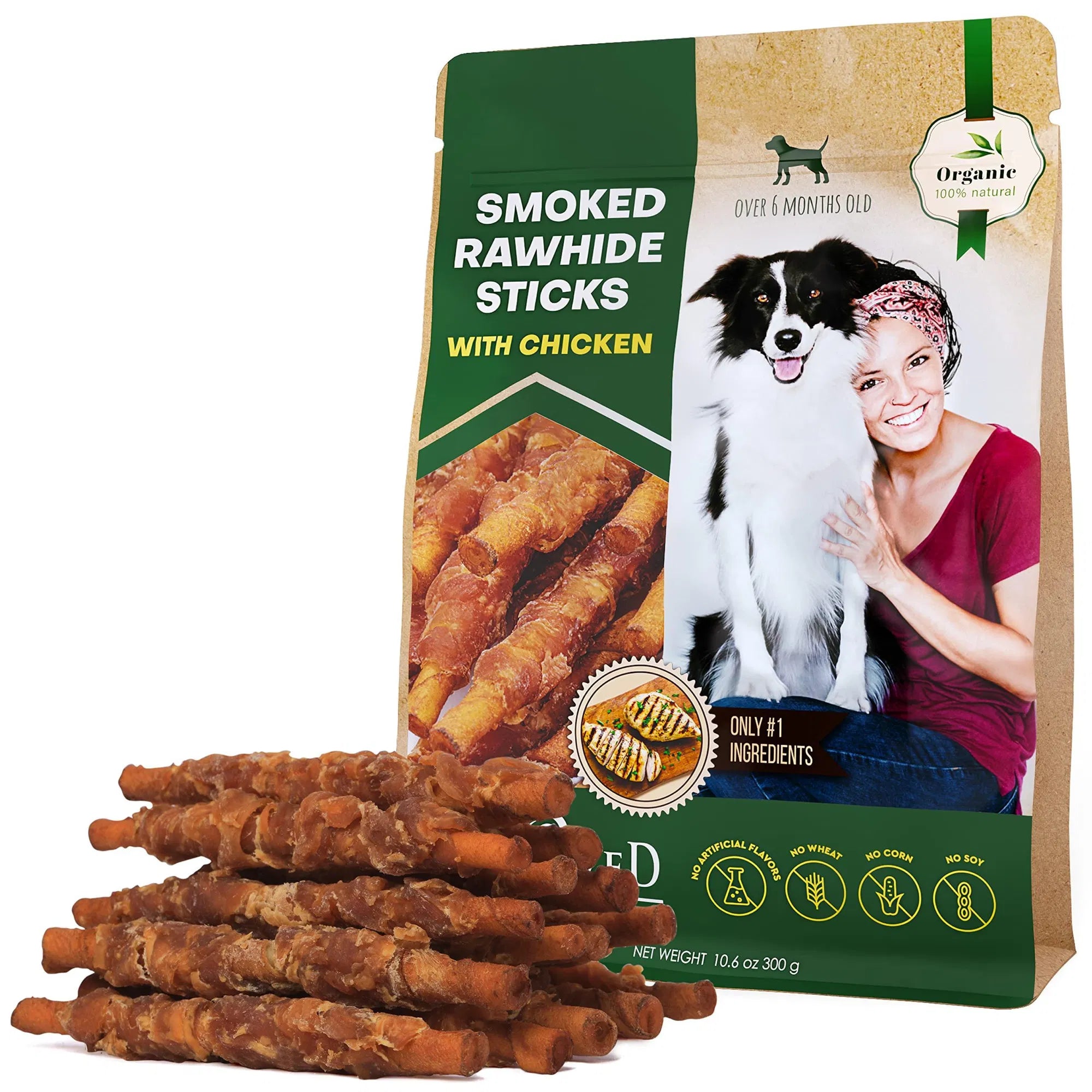 Smoked Rawhide Sticks with Chicken