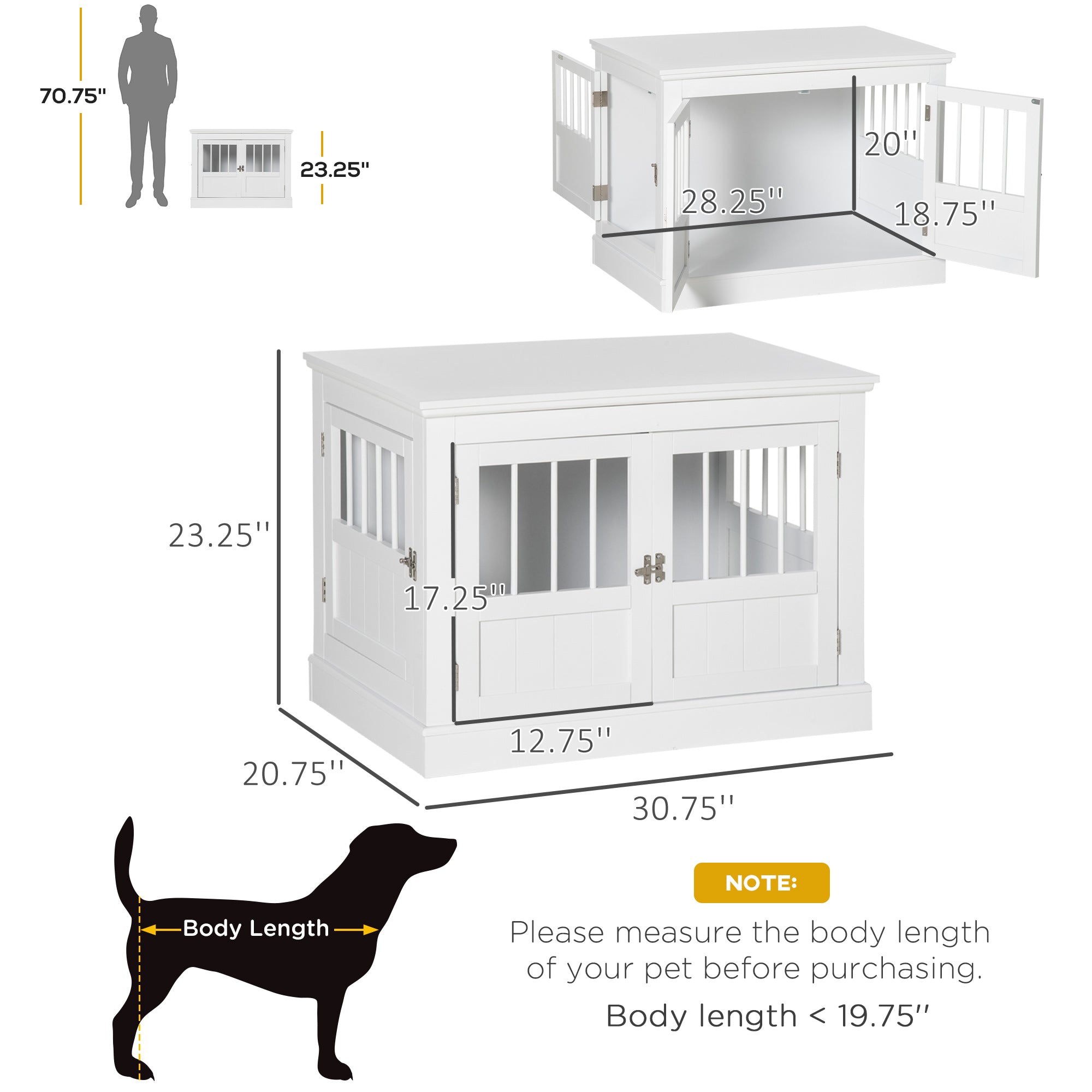 White Wooden Dog Crate End Table