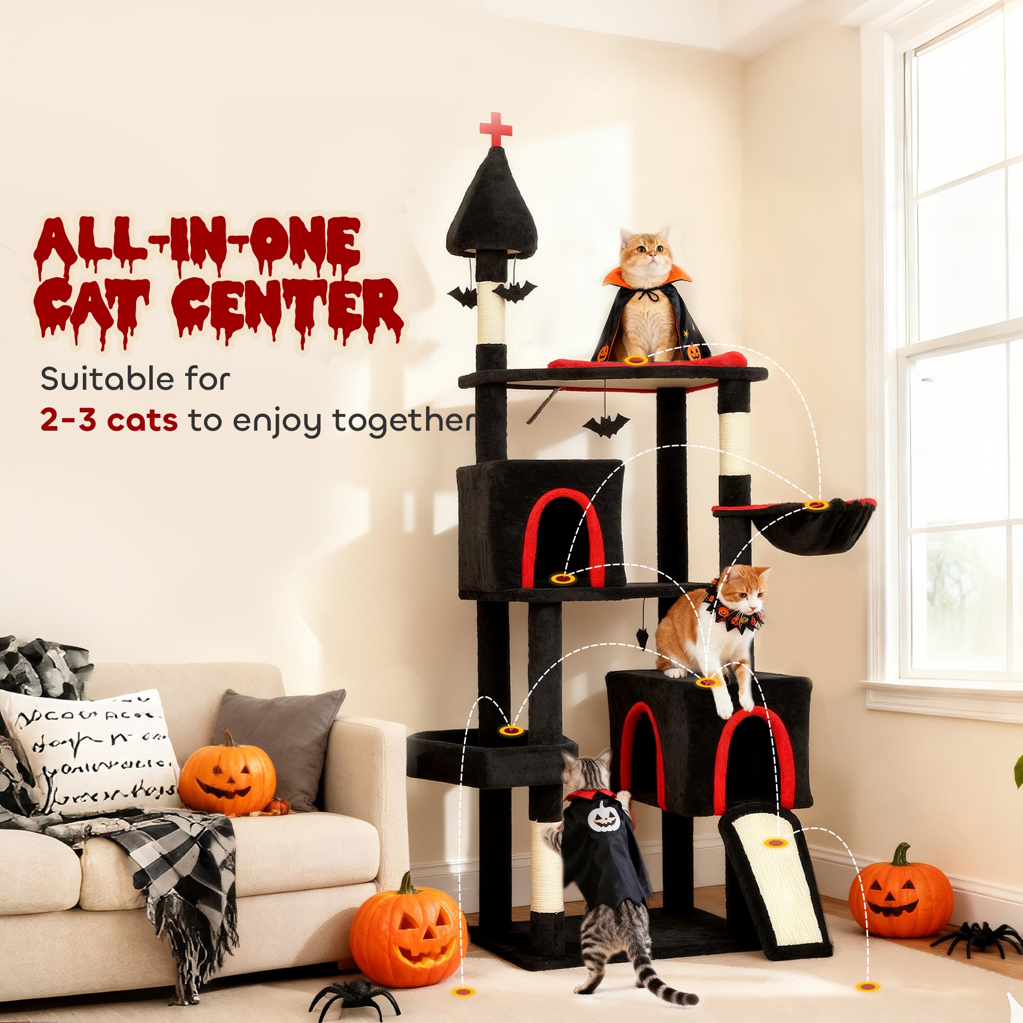 Gothic Cat Tree with Coffin Bed