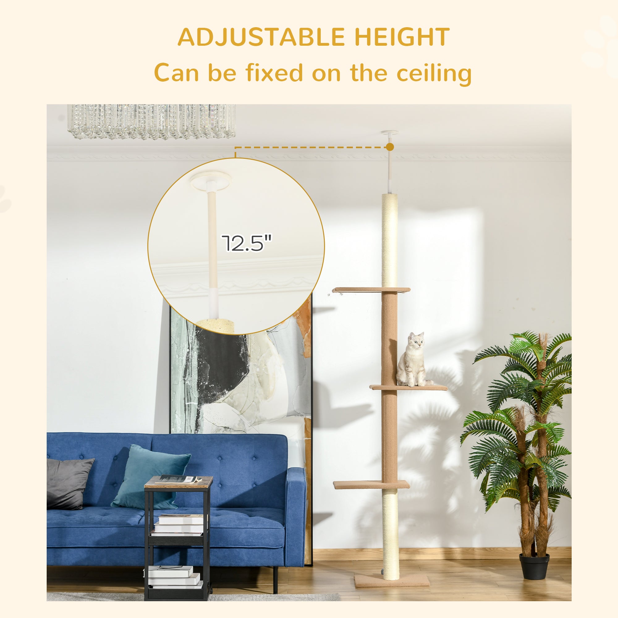 Floor-to-Ceiling Cat Tree with Sisal Scratching Posts
