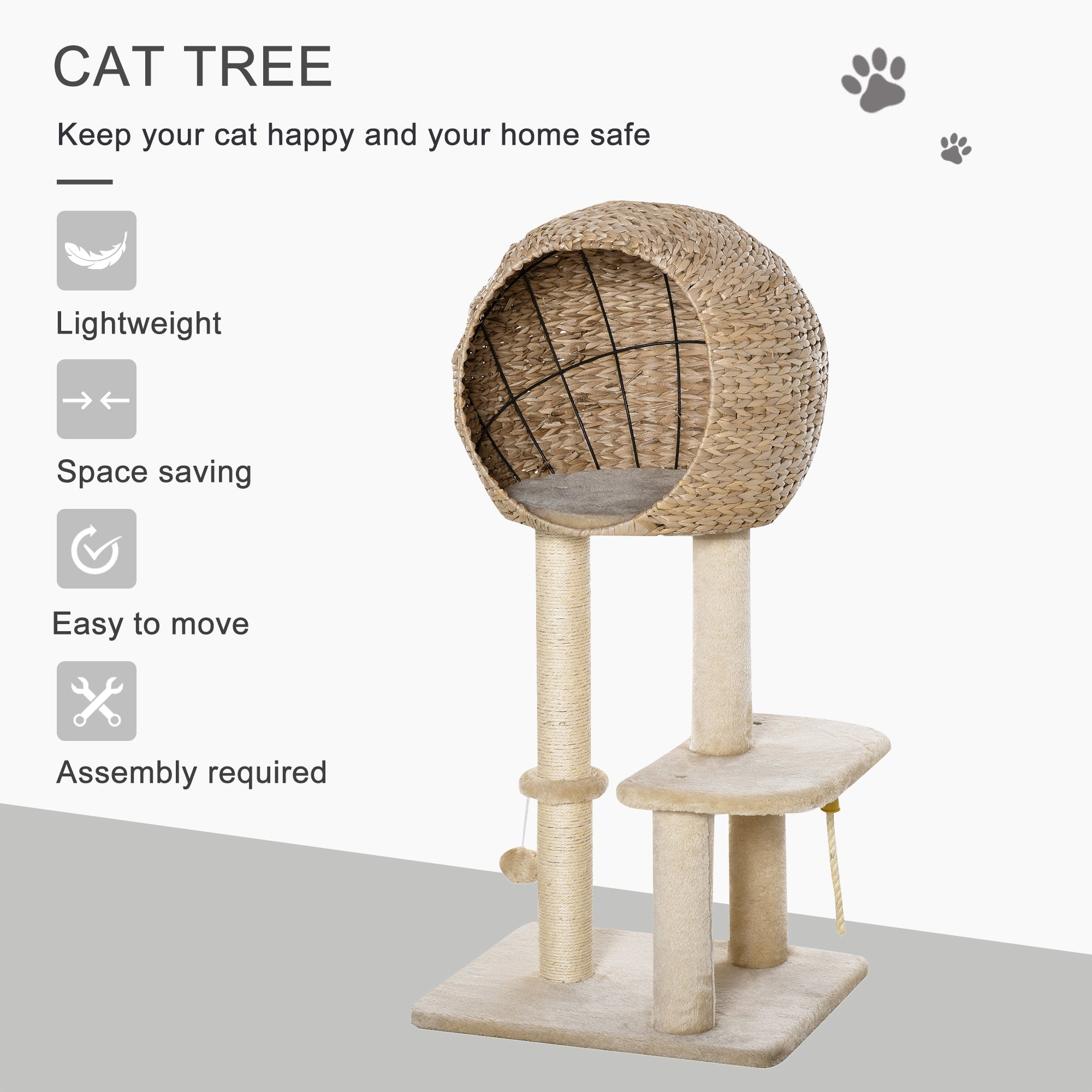 Cat Tree with Sisal Scratching Post & Cattail Fluff Condo